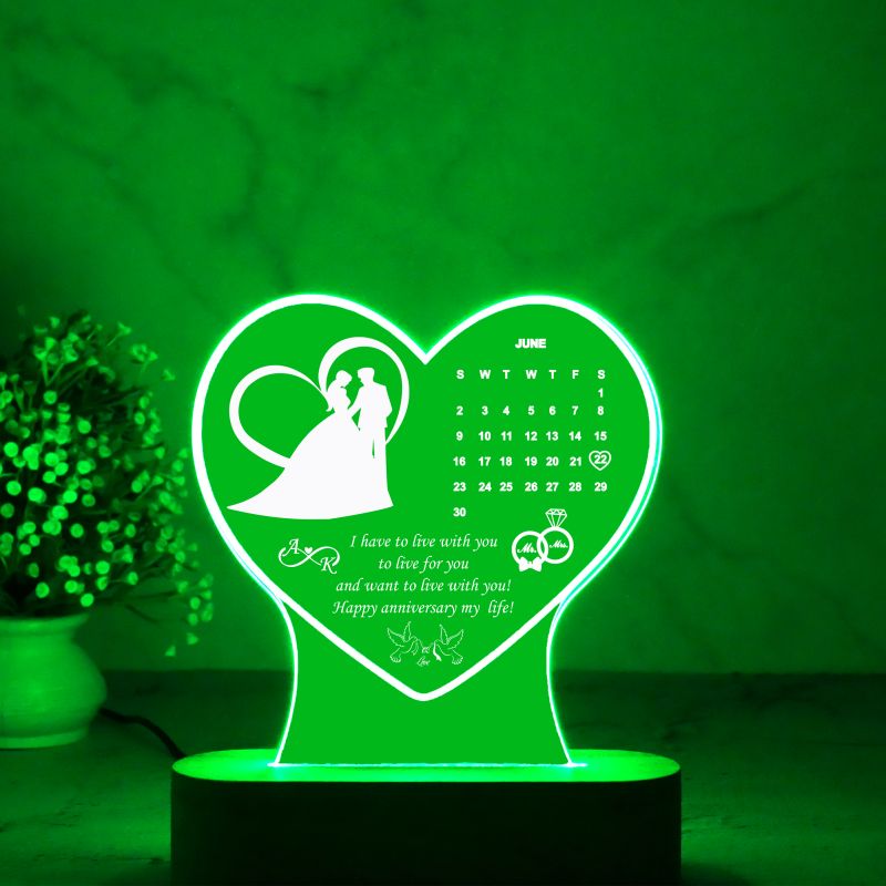 Personalized Heart Shape Lamp with Multicolored Light